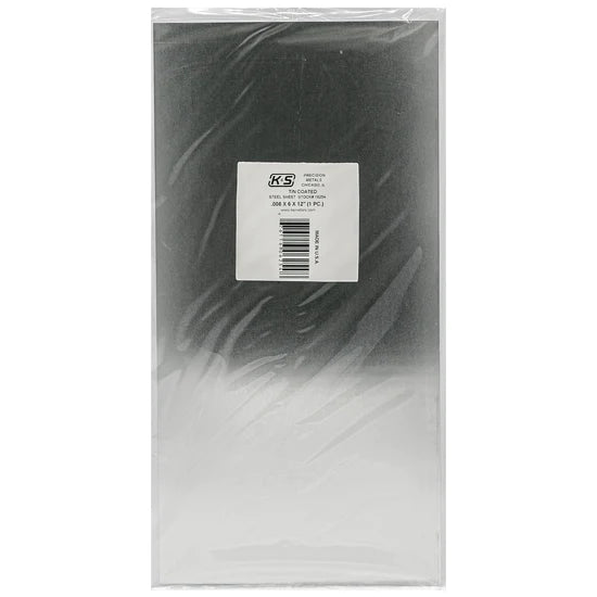 K&S Tin Coated Sheet: 0.008" Thick x 6" Wide x 12" Long (1 Piece)(Silver) - Metal - K&S Precision Metals