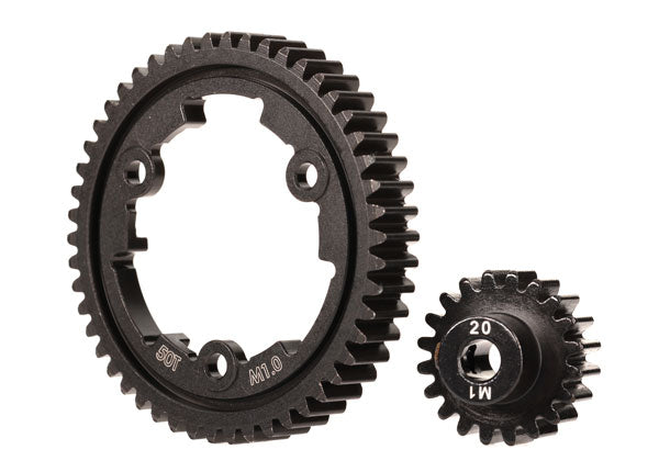 Traxxas Steel Wide-Face Mod 1.0 Spur & Pinion Gear (50/20T) - - Traxxas