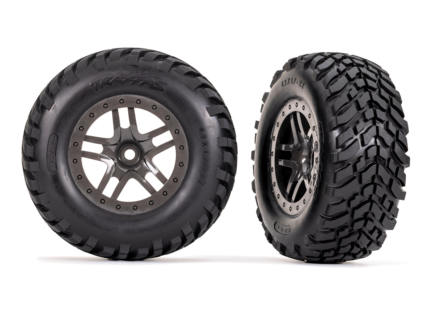 Traxxas Gray Split-Spoke Wheels w/ SCT Tires (2)