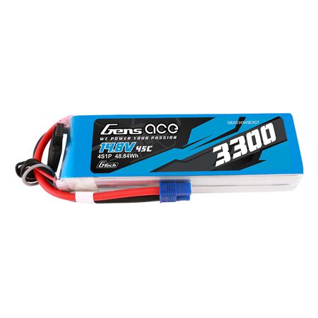 Gens Ace G-Tech Smart 4S LiPo Battery 45C (14.8V/3300mAh) w/EC3 Connector - - AMain Distributing
