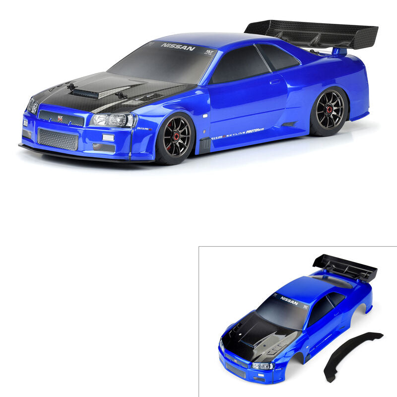 Protoform 2002 Nissan Skyline GT-R R34 Pre-Painted 1/7 On-Road Body (Blue) (Infraction 6S) - - Horizon Hobbies, Inc.