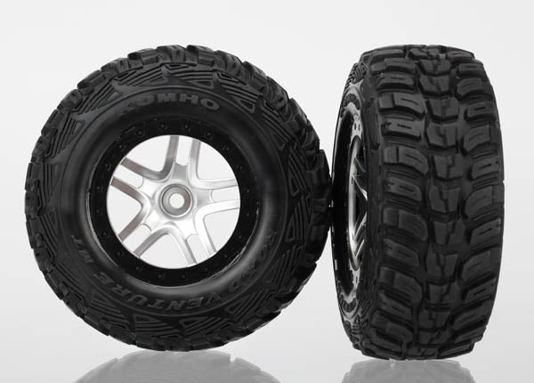 Traxxas Satin Chrome & Black Wheels w/ S1 Kumho Tires (2)