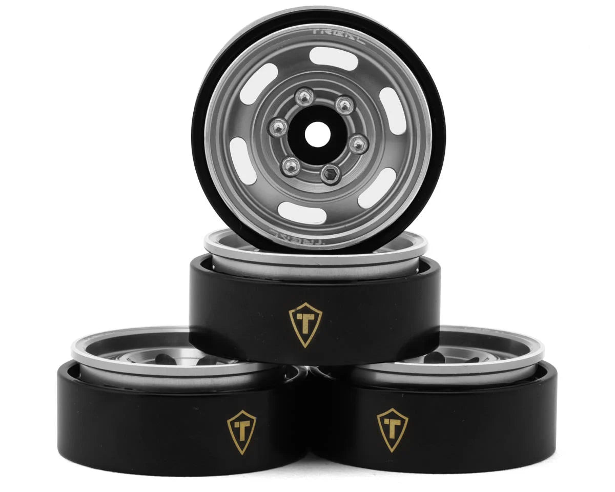Treal Hobby Type E 1.0" 6-Slot Beadlock Wheels (Silver) (4) (21.9g) - - AMain Distributing