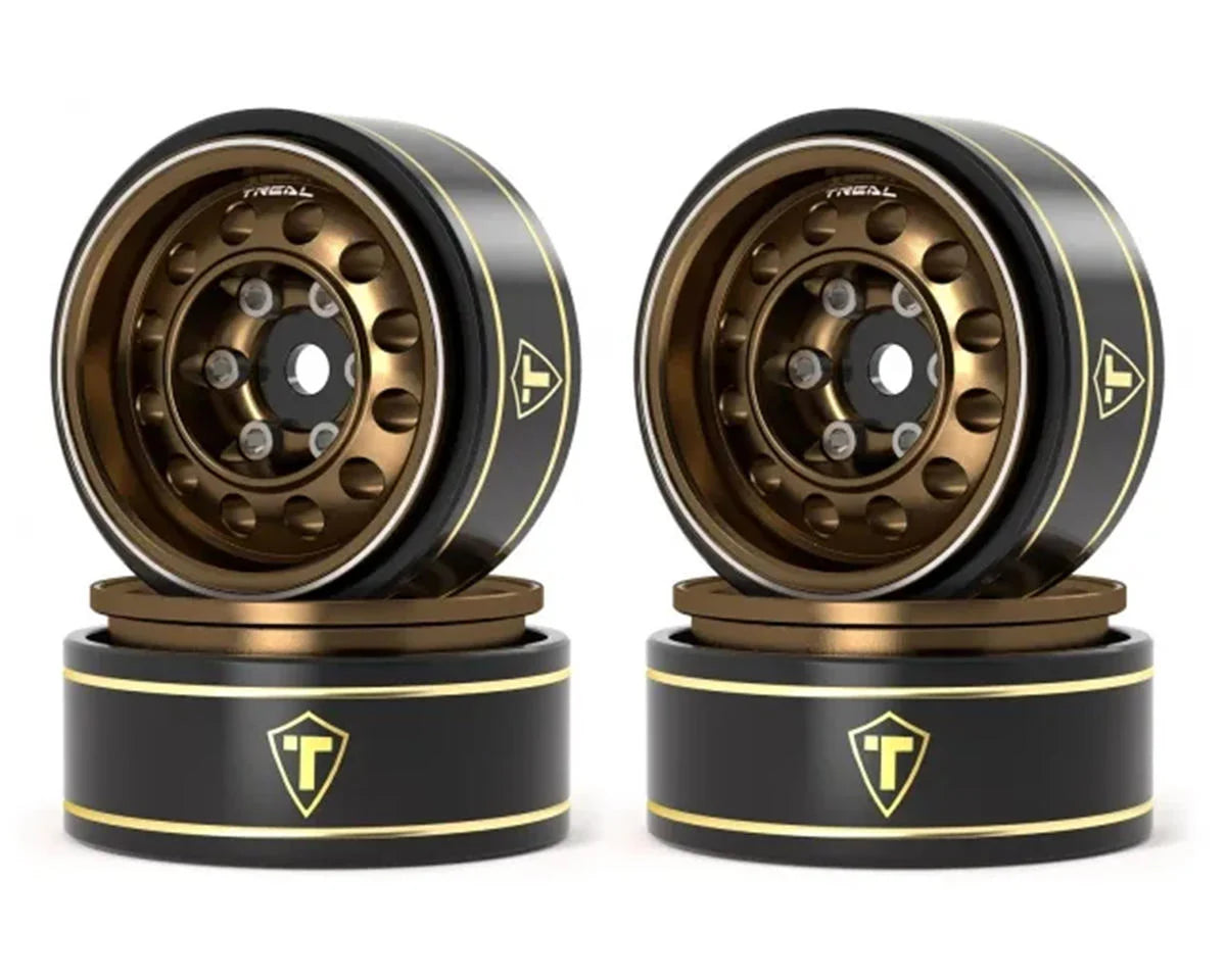 Treal Hobby Type K 1.0" 12-Hole Beadlock Classic Vintage Wagon Wheels (Bronze) (4) (28.9g) - - AMain Distributing