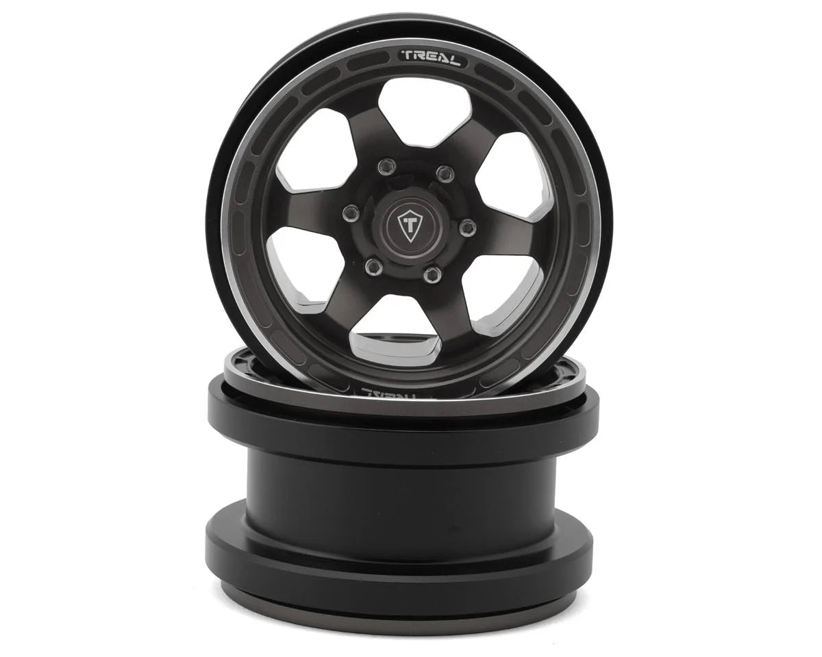 Treal Hobby Type A 2.9" 6-Spoke Slotted Beadlock Aluminum Wheels (2) (256g) - - AMain Distributing