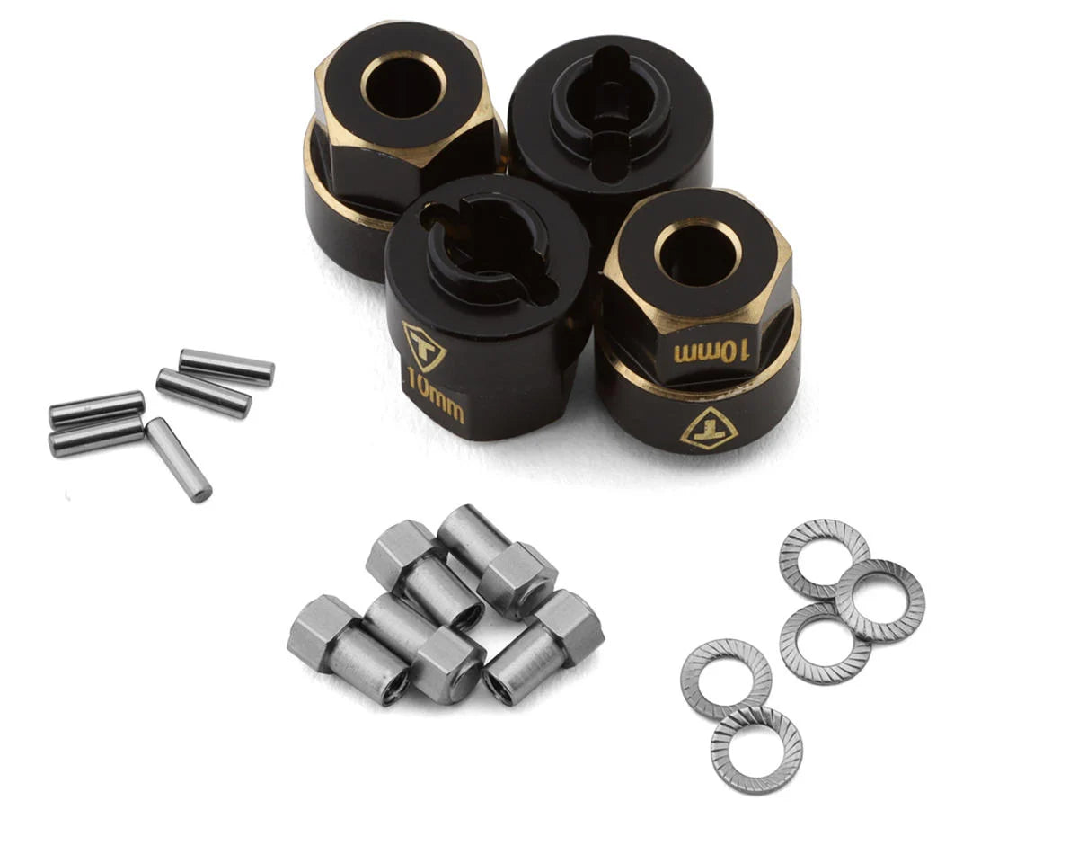 Treal Hobby Extended Brass Wheel Hub Hex for Traxxas TRX-4M (Black) (4) (3g) (+10mm Offset) - - AMain Distributing