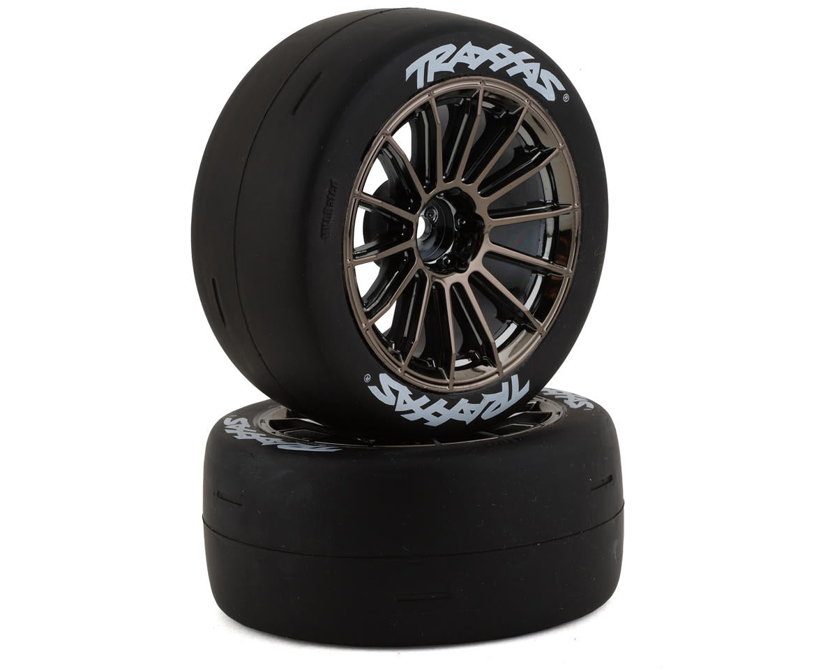 Traxxas Sticky 2.0" Response Pre-Mounted Tires w/Multi-Spoke Wheels (Satin Chrome) (2) (Front) (VXL) - - Traxxas