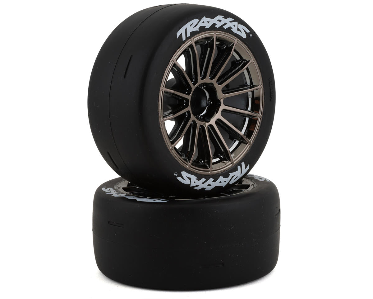Traxxas Sticky 2.0" Response Pre-Mounted Tires w/Multi-Spoke Wheels (Satin Chrome) (2) (Rear) (VXL) - - Traxxas