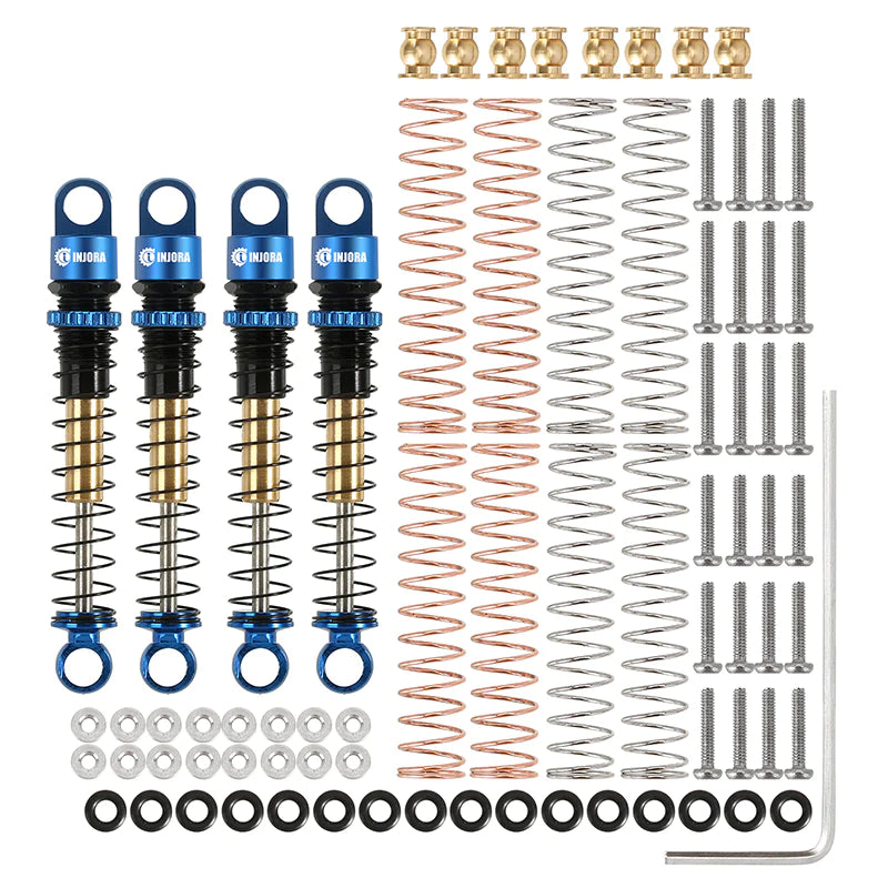 INJORA 43mm Aluminum Threaded Double Barrel Shocks Dampers For Axial SCX24 (4PCS) - - INJORA