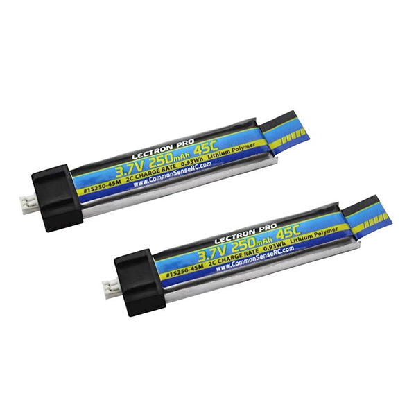 Common Sense RC Lectron Pro 3.7V 250mAh 45C Lipo Battery 2-Pack - Remote Control Toys - Common Sense RC