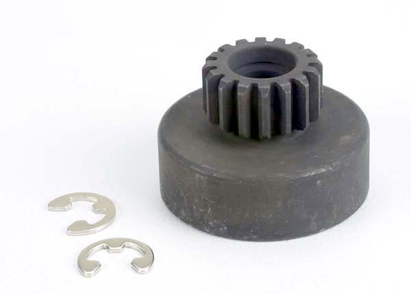 Traxxas Clutch bell, (16-tooth)/5x8x0.5mm fiber washer (2)/ 5mm E-clip (requires #2728 - ball bearings, 5x8x2.5mm - - Traxxas