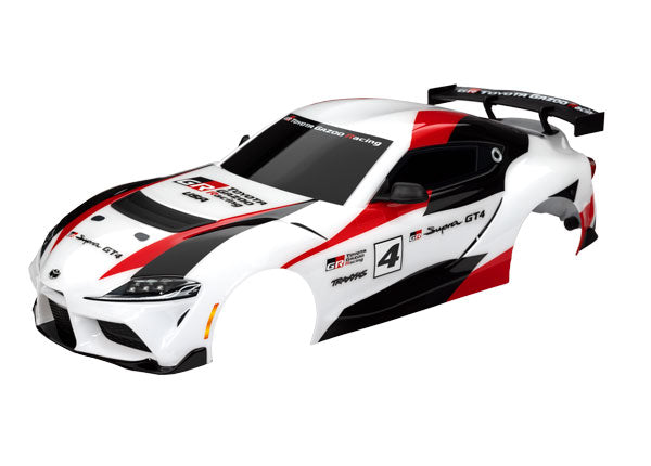 Traxxas Body, Toyota Supra GT4, complete (white) (painted, decals applied) (includes side mirrors, spoiler, grilles, vents, & clipless mounting) - - Traxxas