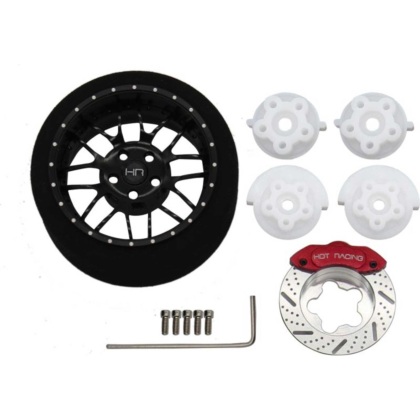 HOTRACING Black 8 Double Spoke Aluminum Steering Transmitter Wheel - - Horizon Hobbies, Inc.