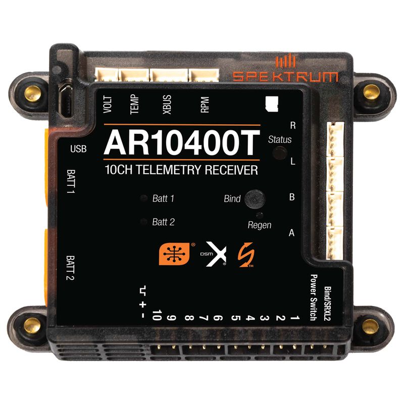 Spektrum RC AR10400T 10-Channel DSMX PowerSafe Telemetry Receiver - - Horizon Hobbies, Inc.