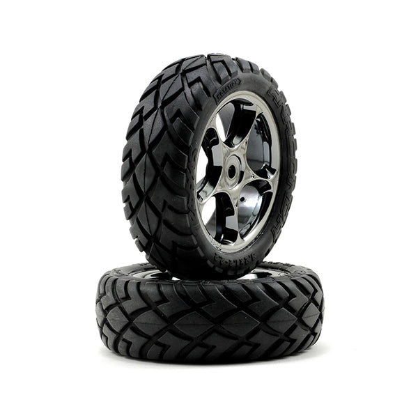 Traxxas Anaconda Front Tires w/Tracer 2.2" Wheels (2) (Black Chrome) (Standard) - Wheel/Tires - Traxxas