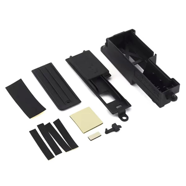 Traxxas Electronics box, right/ box cover/ charge jack plug (rubber)/ foam padding and adhesive - - Traxxas