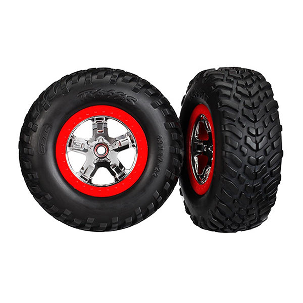 Traxxas Tires/Wheels Assembled Glued SCT Chrome Wheels - Wheel/Tires - Traxxas