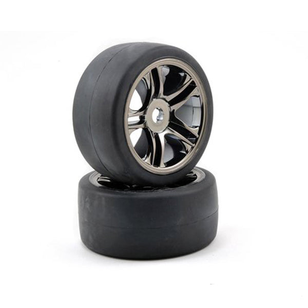 Traxxas Rear Tire & Wheel Set (2) (Black Chrome) (S1) - Remote Control Toys - Traxxas