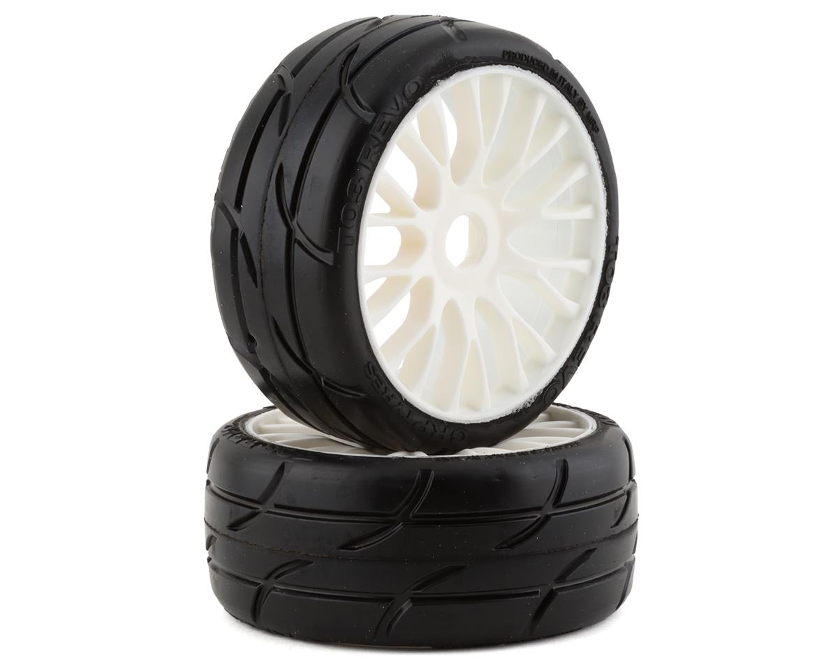 GRP Tires GT - TO3 Revo Belted Pre-Mounted 1/8 Buggy Tires (White) (2) (XM4) w/RIGID Wheel - - AMain Distributing