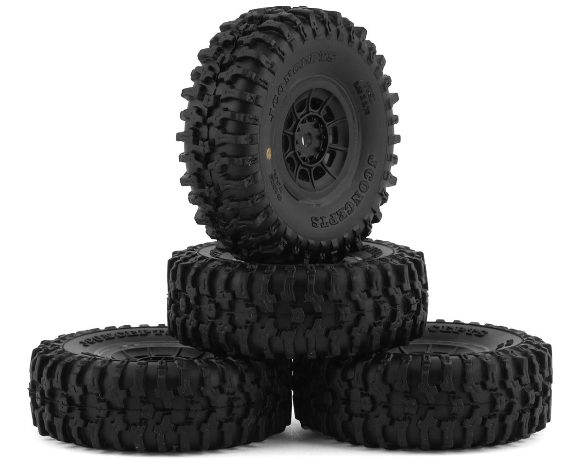 JConcepts Tusk 1.0" Pre-Mounted Tires w/Hazard Wheel (Black) (4) (Gold) w/7mm Hex - - AMain Distributing