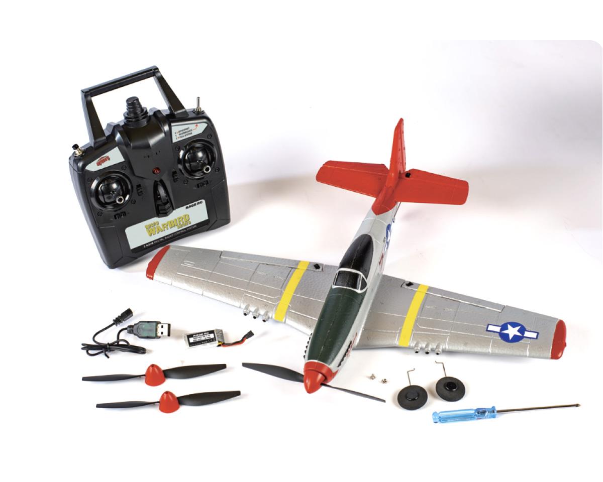 RAGE P-51D Mustang RTF Electric Airplane (400mm) - - HRP Distributing, Inc.