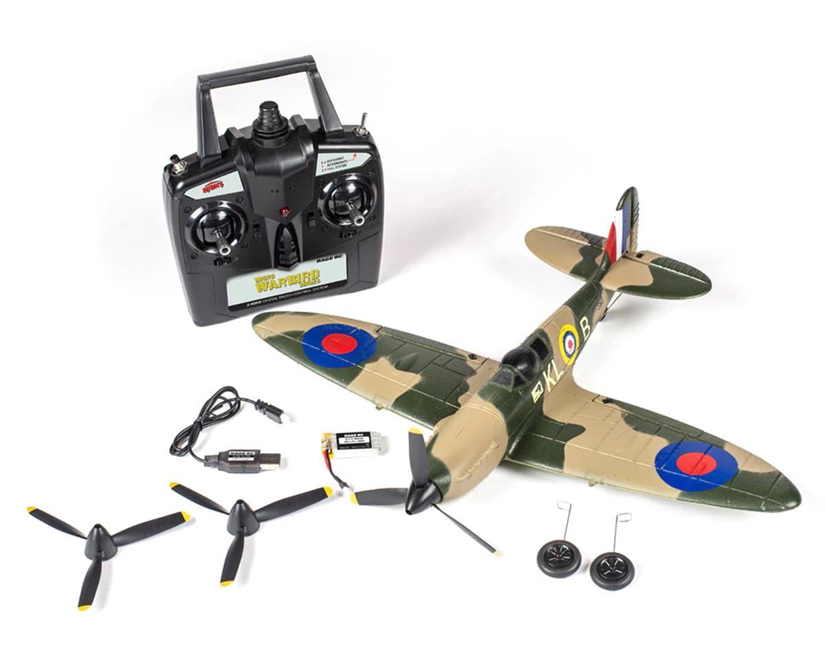 RAGE RC Supermarine Spitfire Micro RTF Airplane with PASS (Pilot Assist Stability Software) - - HRP Distributing, Inc.