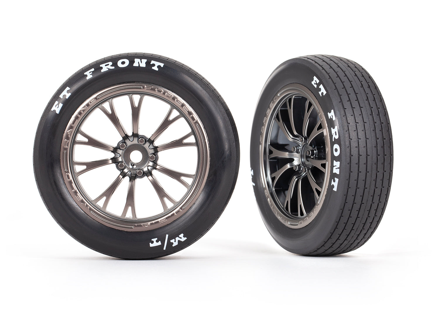 Traxxas Weld Satin Black Chrome Front Wheels & MT Tires (2)