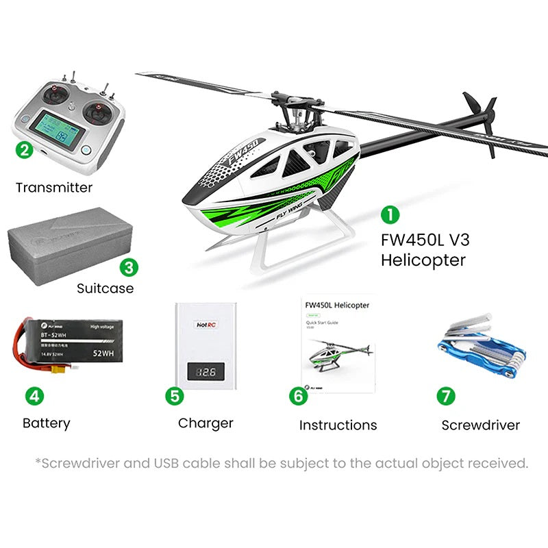 FlyWing FW450 V3 Helicopter w/ H1-GPS Flight Controller RTF -  - Fly Wing