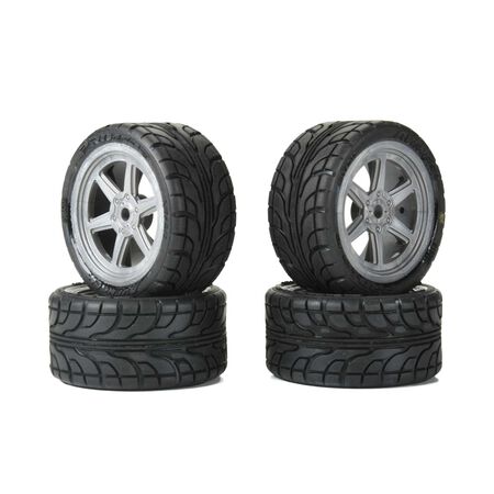 Pro-Line Losi® NASCAR® 1/12 Avenger Pre-Mounted Tires (4) (Gray) w/Overdrive Wheels -  - Horizon Hobby, Inc.