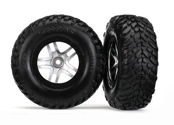 Traxxas Satin Chrome & Black Wheels w/ S1 SCT Tires (2)