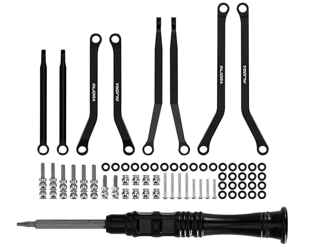 Injora Axial SCX30 Aluminum High Clearance Suspension Links Set (Black) -  - AMain Distributing