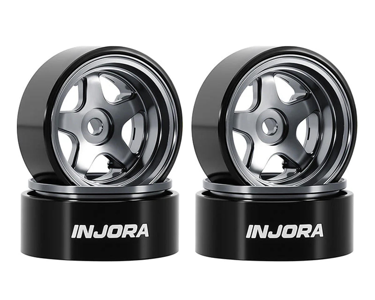 Injora Axial SCX30 D18 0.7" 5-Spoke Aluminum Micro Rock Crawler Beadlock Wheels (Titanium) (4) (3.4g ea) -  - AMain Distributing