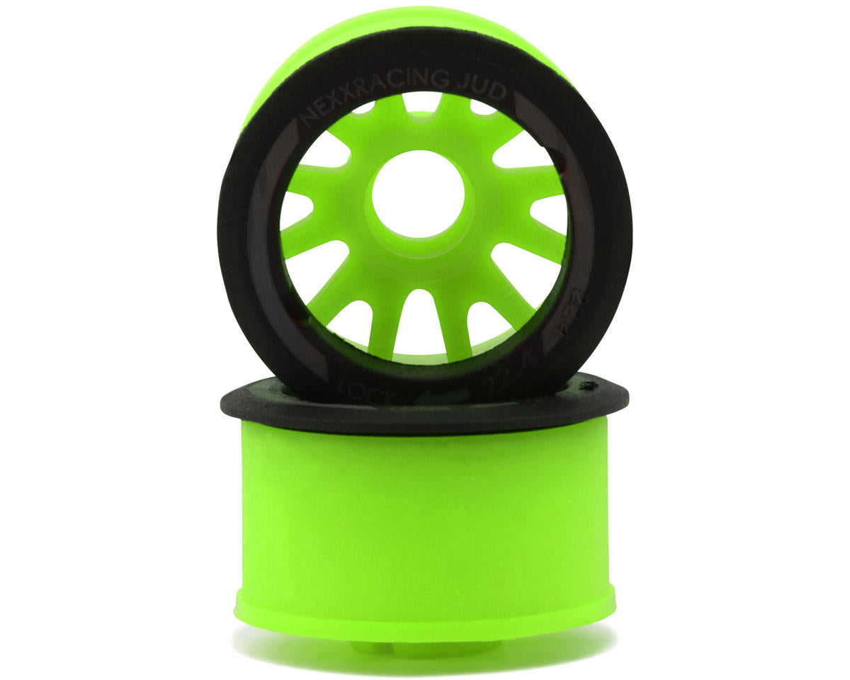 NEXX Racing Mini-Z RWD "JUD" EVO Rear Threaded Side-Wall Carbon Fiber Rims (3mm Offset) (Green) (2) -  - AMain Distributing