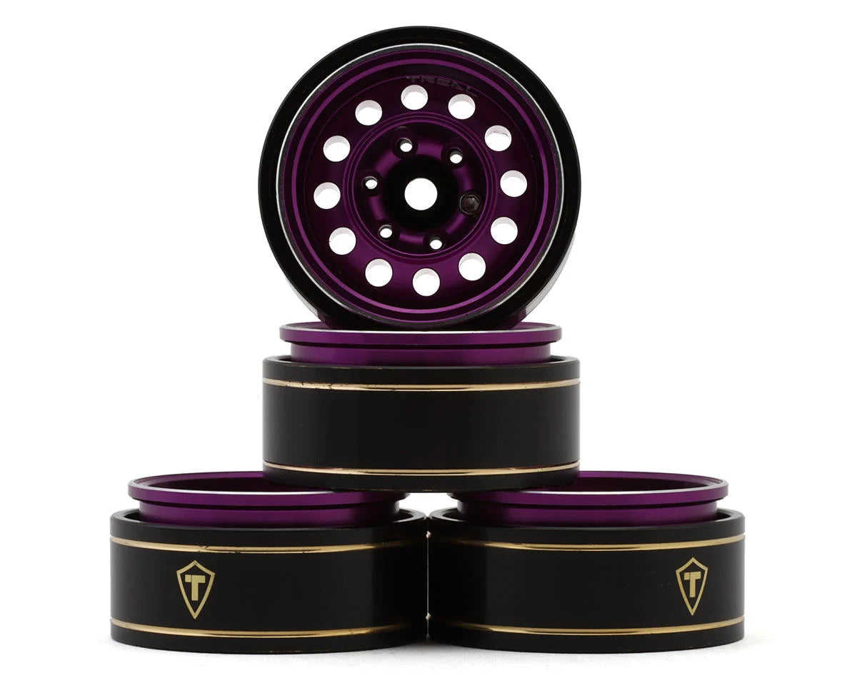 Treal Hobby Type K 1.0" 12-Hole Beadlock Classic Vintage Wagon Wheels (Purple) (4) (28.9g ea) -  - AMain Distributing
