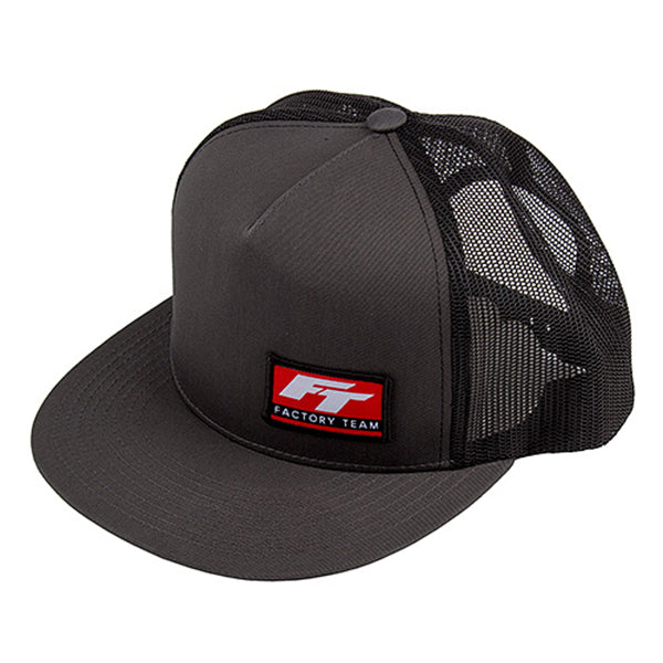 Team Associated Factory Team Logo "Flatbill" Trucker Hat (Black/Grey) (One Size Fits Most) - Remote Control Toys - Associated Electrics INC