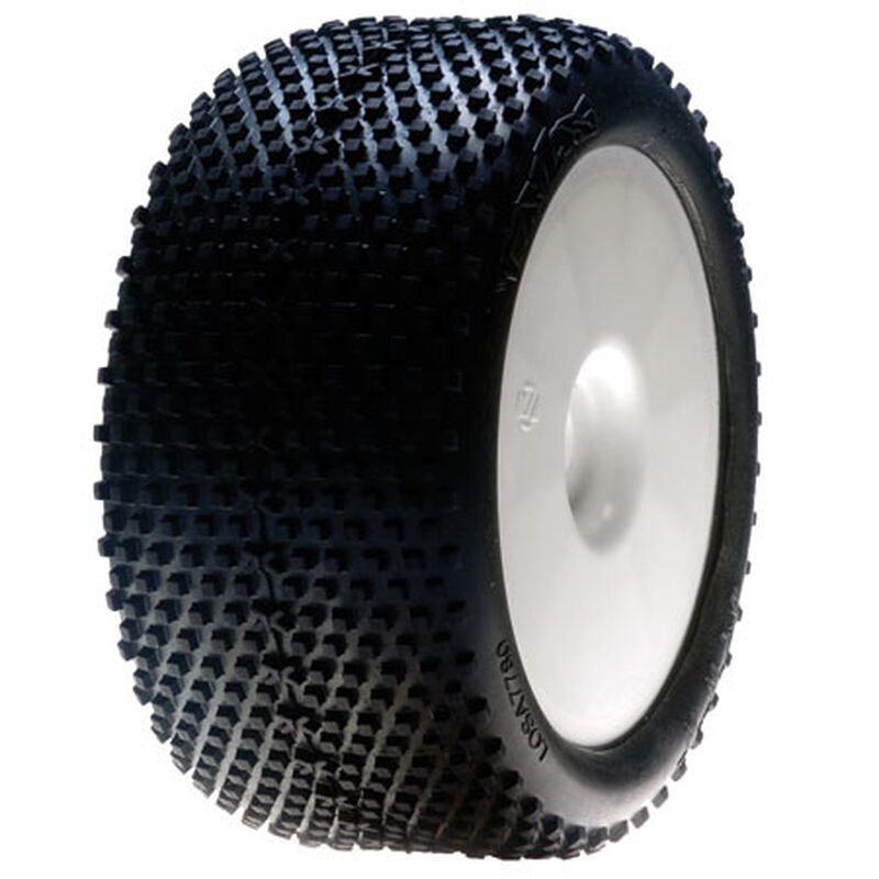 Losi XXT Pre-Mounted 1/8 Truggy Tires (2) (White) (Blue) - Wheel/Tires - Horizon Hobbies, Inc.