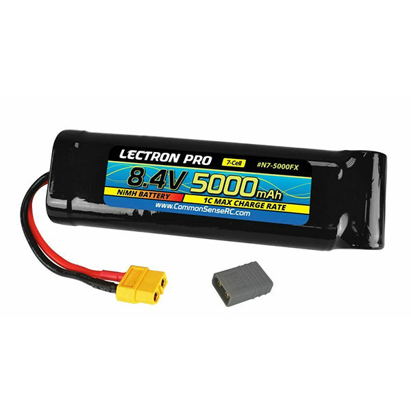 Common Sense RC Lectron Pro NiMH 8.4V (7-cell) 5000mAh Flat Pack with XT60 Connector + CSRC adapter for XT60 - Battery - Common Sense RC