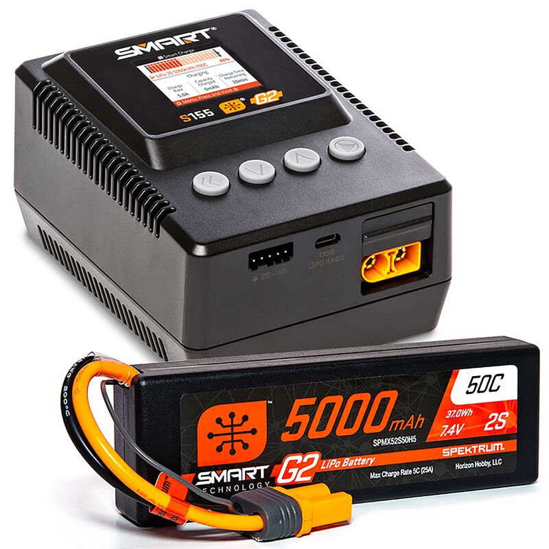 SPEKTRUM Smart Powerstage: 5000mAh 2S LiPo & S155 Charger -  - Horizon Hobbies, Inc.