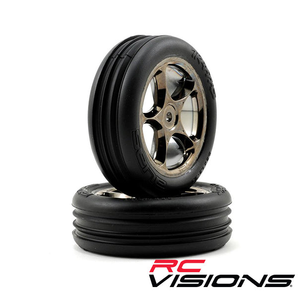 Traxxas Alias 2.2" Front Pre-Mounted Tires (2) (Black Chrome) (Standard) (Bandit) - Remote Control Toys - Traxxas
