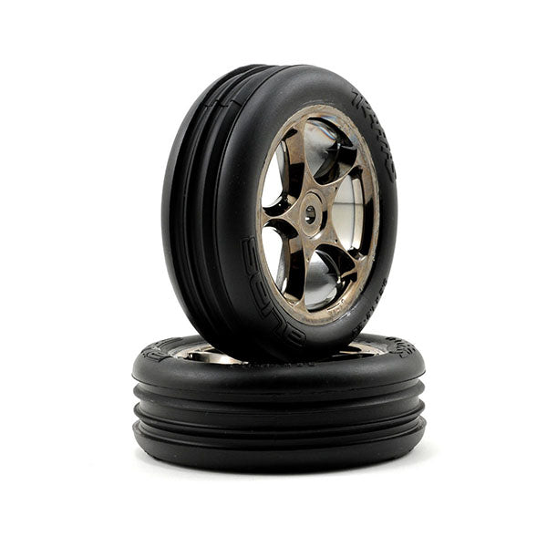 Traxxas Alias 2.2" Front Pre-Mounted Tires (2) (Black Chrome) (Standard) (Bandit) - Remote Control Toys - Traxxas