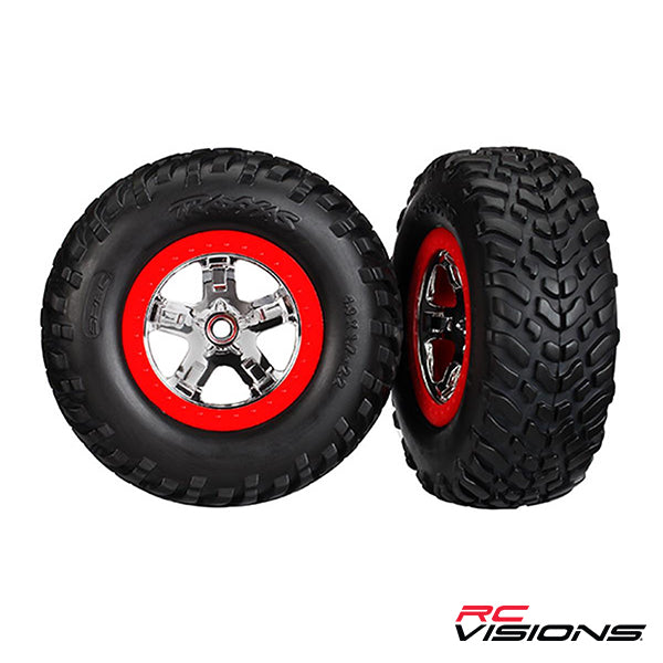 Traxxas Tires/Wheels Assembled Glued SCT Chrome Wheels - Wheel/Tires - Traxxas