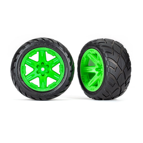 Traxxas Anaconda 2.8" Pre-Mounted Tires w/RXT Wheels (2) (Green) w/12mm Hex -  - Traxxas