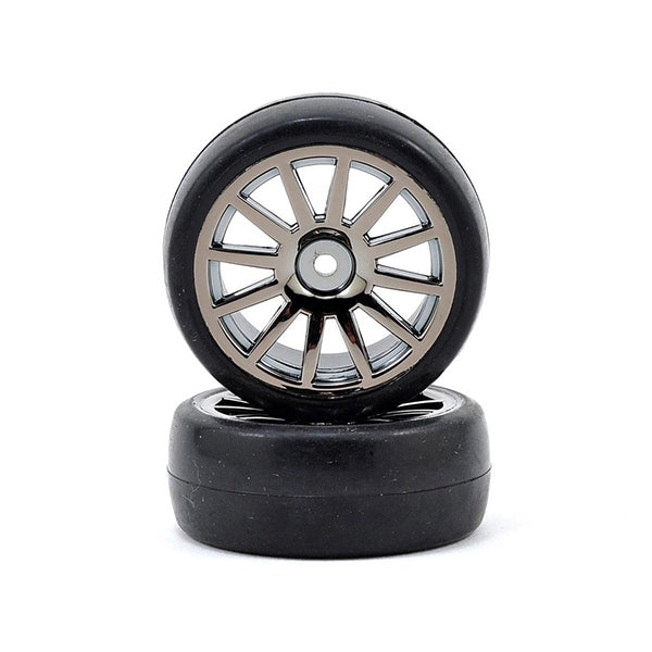 Traxxas LaTrax Pre-Mounted Slick Tires & 12-Spoke Wheels (Black Chrome) (2) - Remote Control Toys - Traxxas