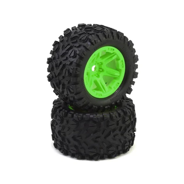 Traxxas Talon EXT Tires 3.8" Pre-Mounted Monster Truck Tires (2) (Green) (17mm Splined Hex) - Wheel/Tires - Traxxas