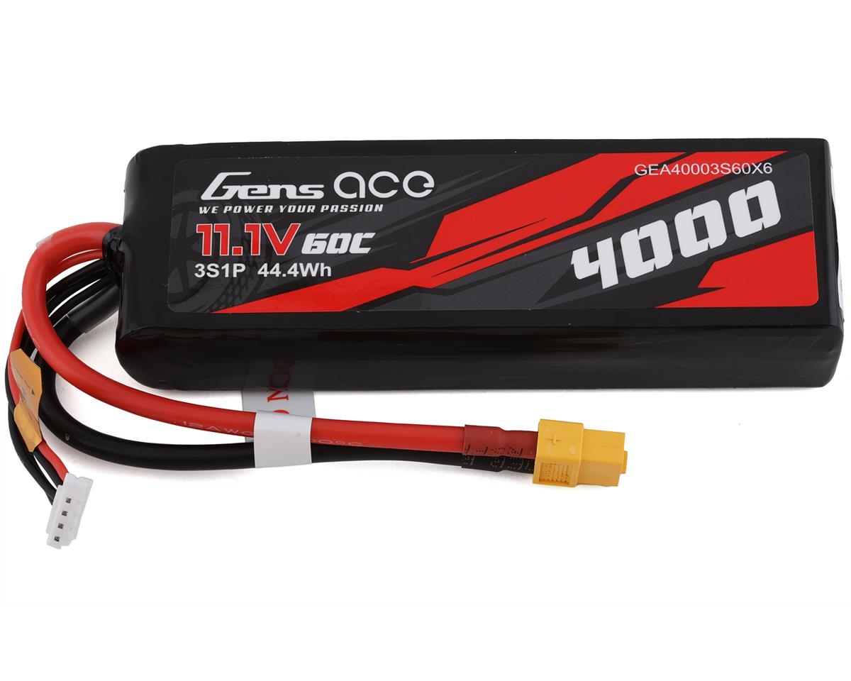 Gens Ace 3s LiPo Battery 60C (11.1V/4000mAh) w/XT-60 Connector -  - Horizon Hobbies, Inc.